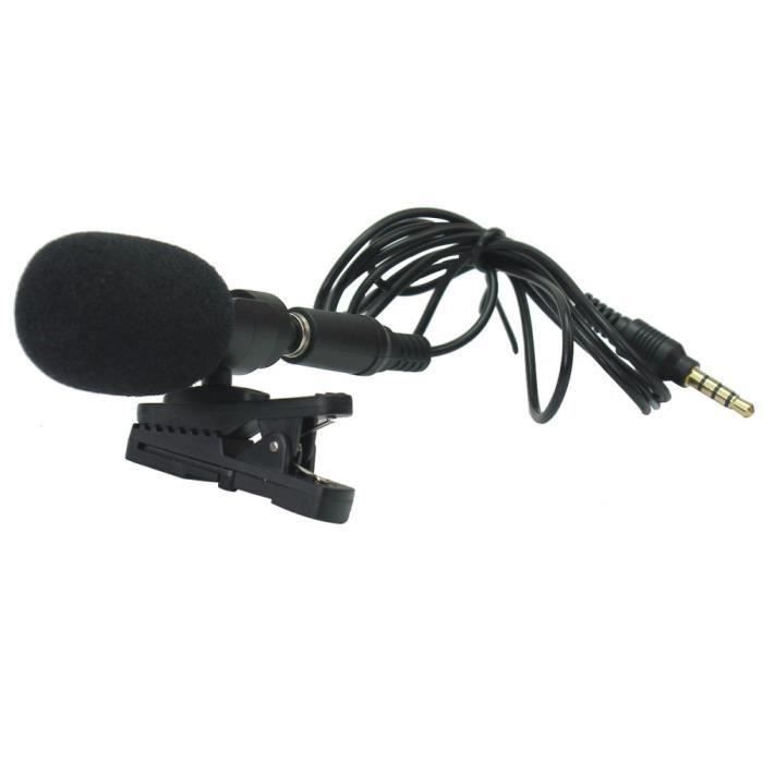 Microphone portable - WOFALO - Mini micro-cravate - Jack 35 mm - Pince clip - Noir