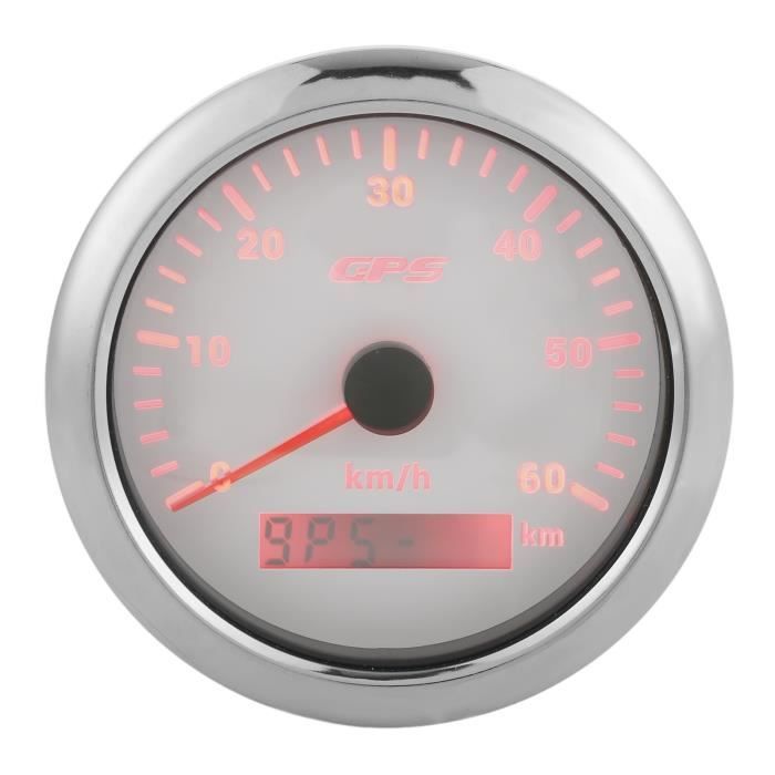 ZJCHAO Indicateur de vitesse Jauge de compteur de vitesse GPS 85mm 0-60KM/H Odomètre d'affichage LCD avec rétro-éclairage