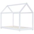 Cadre de lit d'enfant - BONNE VIE® - Lit cabane enfan - Blanc - Bois massif - 70 x 140 cm-1