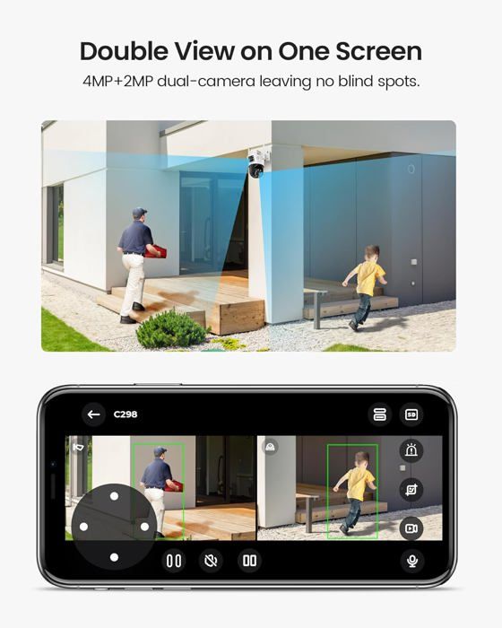 ZOSI 4K Plug-in Caméra Surveillance WiFi Extérieure 6 PT Vue à 360°, Suivi Automatique Détection de Personne/Véhicule/Animal, Audio Bidirectionnel, Vision Nocturne Couleur, C296B ZOSI 4K Plug-in Caméra Surveillance WiFi Extérieure 6 PT Vue à 360°, Suivi Automatique Détection de Personne/Véhicule/Animal, Audio Bidirectionnel, Vision Nocturne Couleur, C296B