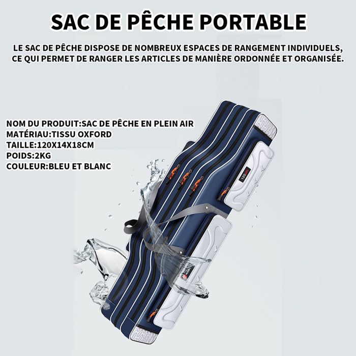 Acemall Sac De Pêche Pliable 600D Oxford – Housse Canne à Pêche Portable Pour 5 Cannes, Bandoulière Réglable, Résistant à L'Eau (Noir)
