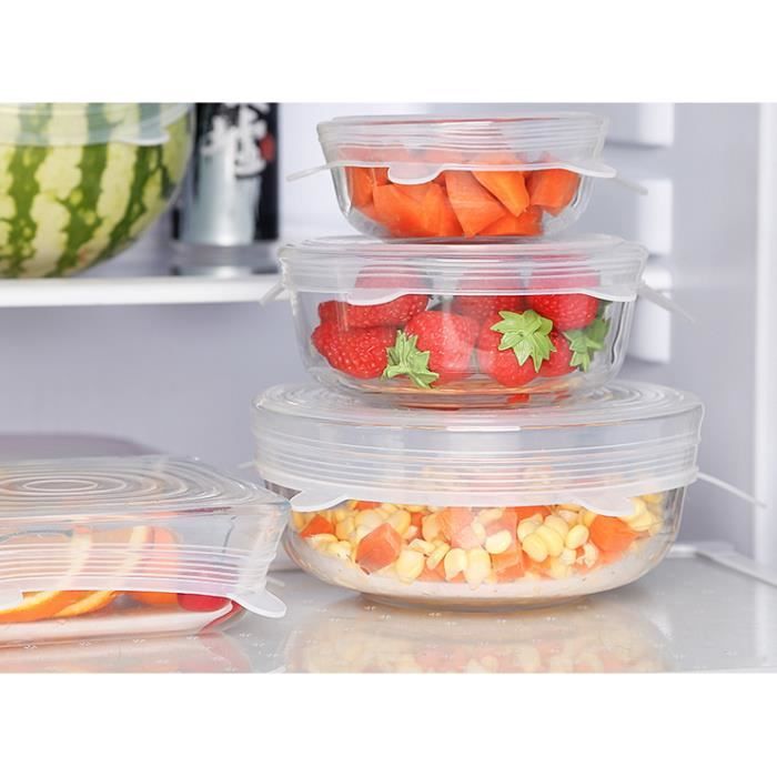 18 Couvercles En Silicone Alimentaire - 6 Tailles - Élastiques, Réutilisables - Pour Bols Et Récipients