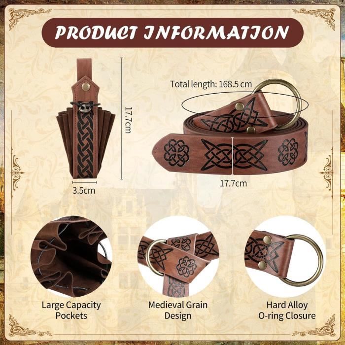 Poche Ceinture Cuir Jaune – Larp Médiéval SCA – Reconstitution Païenne