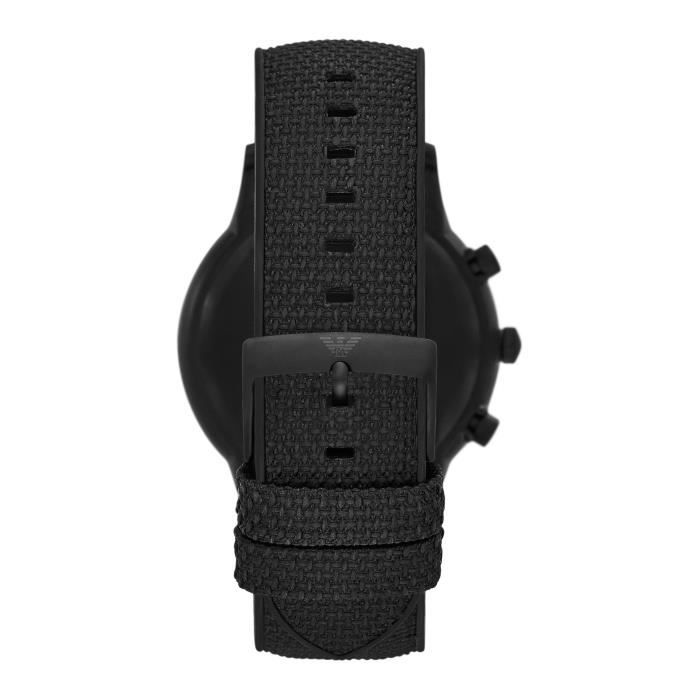 Emporio Armani Montre Hommes Quartz Chronographe Bracelet Silicone Noir AR11457