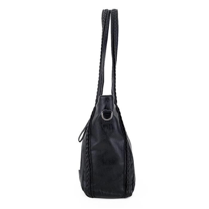 FuninCrea Grand Sac à Main Rétro Femme – Cuir Synthétique Étanche – Grande Capacité – Ordinateur Portable & Livres