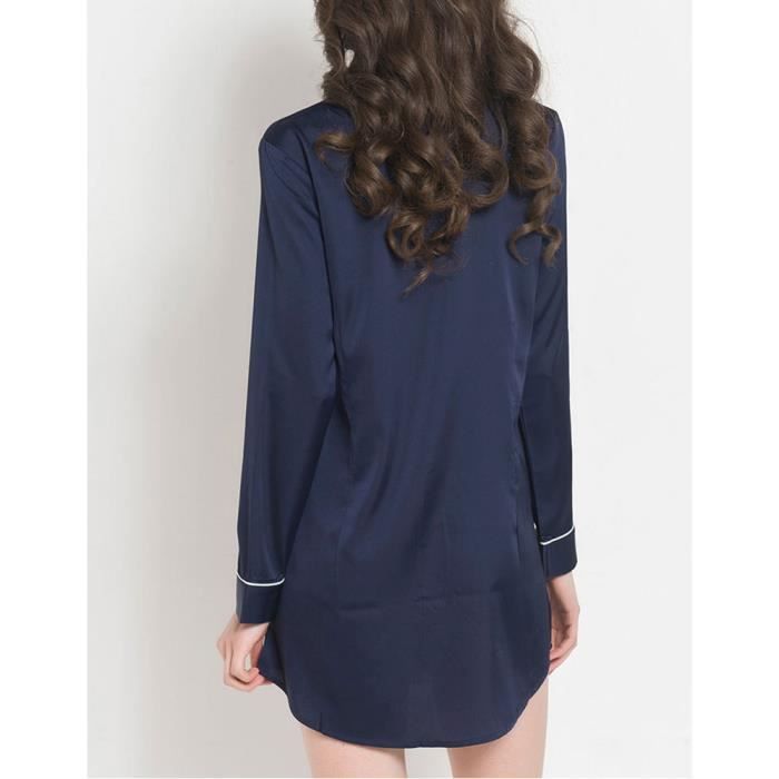Chemise de nuit top boutonnée devant grande taille