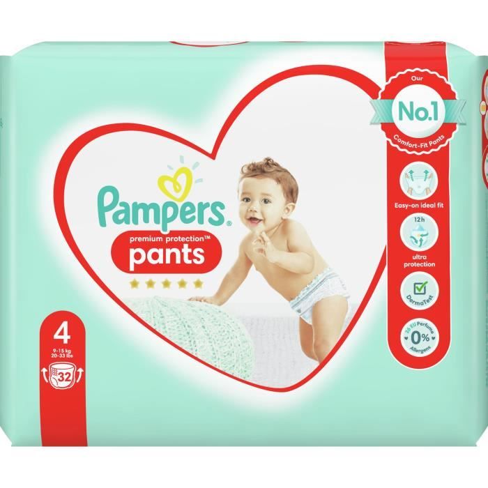 Pampers Nappy Pants Premium Protection Couches-Culottes Taille 4, 32 C –  CotidienGab's