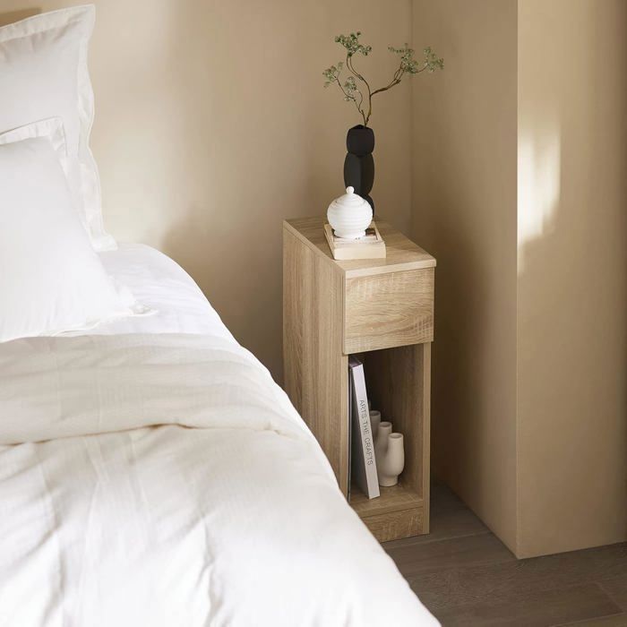Table De Chevet 1 Tiroir Blanc, H60 X L45 X P30 Cm - Table de chevet