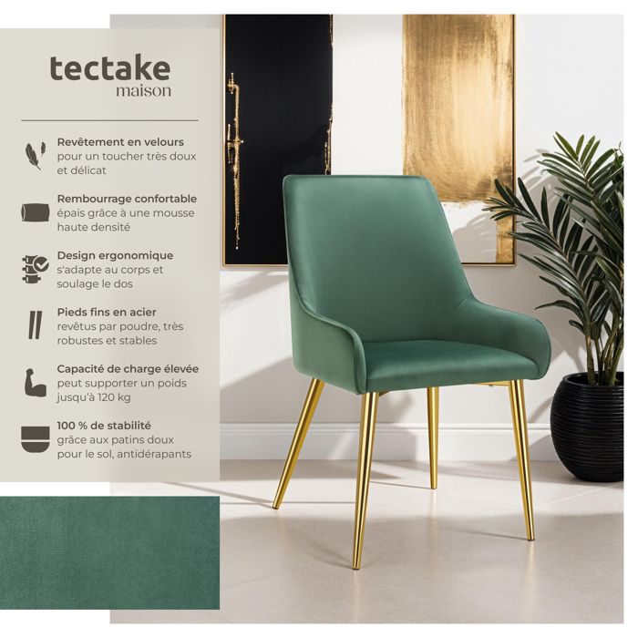 TecTake® Lot de 4 Chaises de Salle à Manger Moderne Chaise Ergonomique