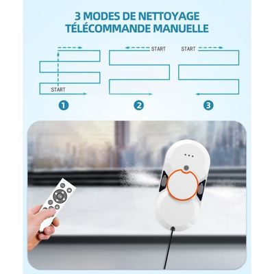 Robot Lave-vitres Memows - Aspiration 5600Pa - Pulvérisation Automatique - Télécommande Incluse