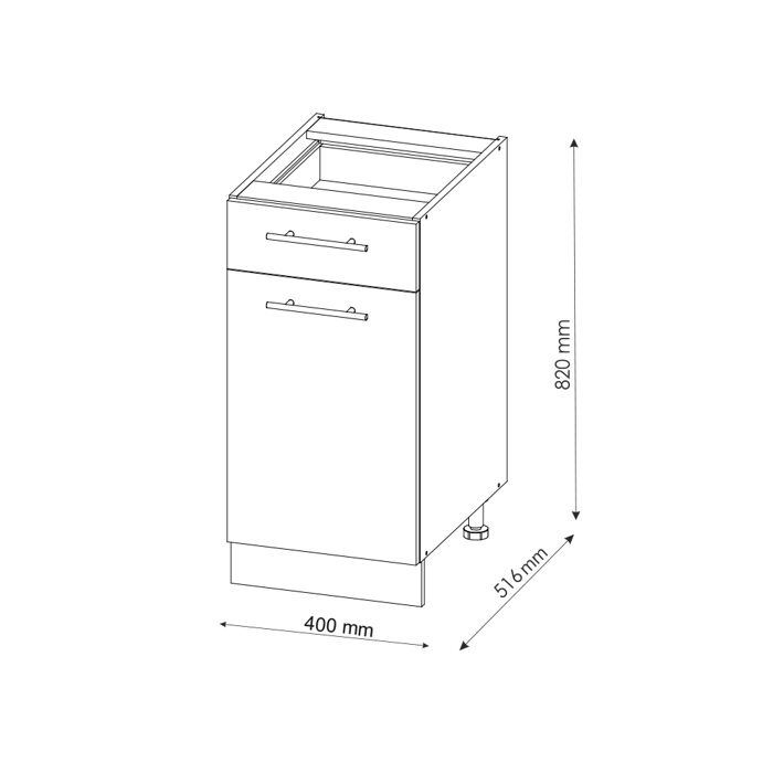Meuble cuisine Fame-Line, 40cm, PT Chêne, Chêne de force doré/Blanc ...