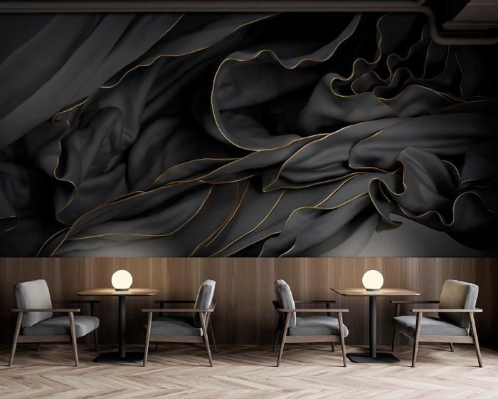 Papier Peint 3D Panoramique Série noire 350x256 cm style 3D Abstraction ...