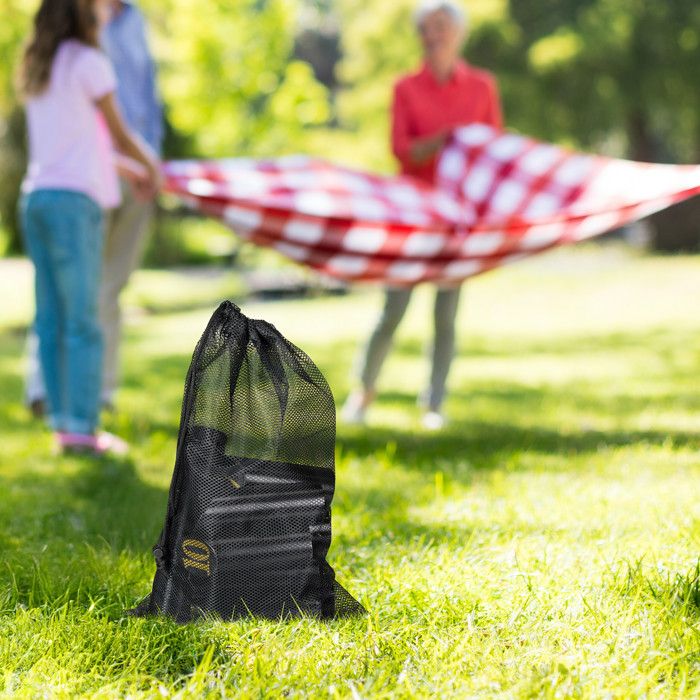Kubb Finlandais Relaxdays En Bois Noir – Jeu De Quilles Numérotées 2 à 6 Joueurs, Sac De Transport Inclus