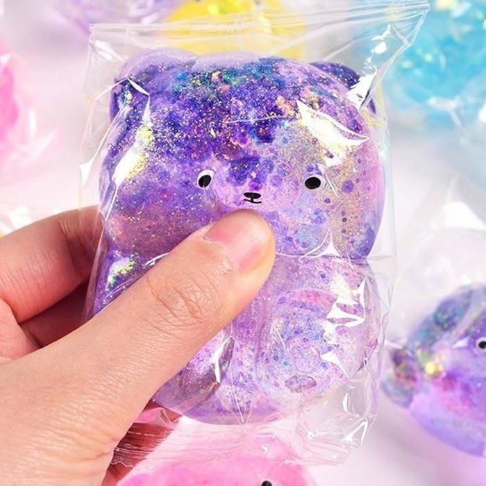 Squishy Bear Fidget Toys – Set De 4 Ours En Paillettes, Jouet Sensoriel Extensible Anti-stress, Couleurs Variées – Idéal Pour Enfants Et Ados