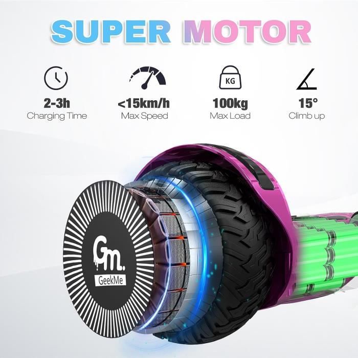 GeekMe Hoverboard rose avec siege noir go karting pour Enfants Haut Parleur Bluetooth LED Cadeau pour Enfants. Cdiscount Sport