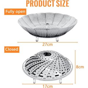 Panier Vapeur Inox IPAC ACVM28 – Universel, Pieds Réglables, Compatible Lave-vaisselle, Pour Casserole Jusqu’à 28 Cm