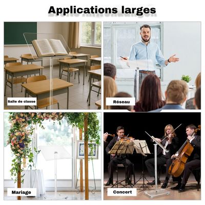 Pupitre De Conférence 126,5 Cm-Duoku-Podium Sur Pied En Acrylique Lutrin Pour Presentation Avec Large Surface De Lecture~p186703630