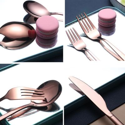 12 Fourchettes En Or Rose Berglander - Acier Inoxydable Platine Titane - Pour Maison, Mariage