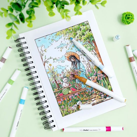 160 Feutres Ohuhu Double Pointe - Pointe Fine & Pinceau - Pour Coloriage Adulte