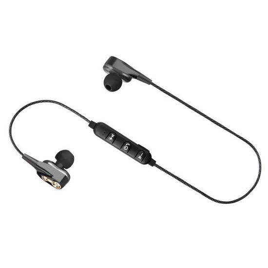 Ecouteurs Sans Fil Bluetooth A Double Action Avec Fil Metallique Noir Cdiscount Tv Son Photo