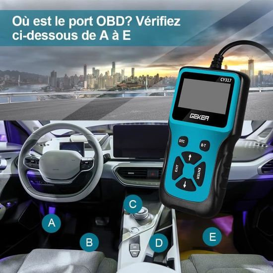 Geker Outil de Diagnostic Voiture OBD2 Universel Lecteur de Code Valise  Diagnostique Auto Scanner Diagnostic OBDII Support Français