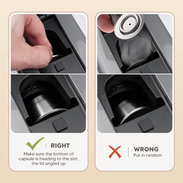 Capsules réutilisables pour Nespresso OriginalLine, 6 dosettes à expresso rechargeables en acier inoxydable compatibles avec les machines Nespresso Original Line (6 Cpus 200 couvercles