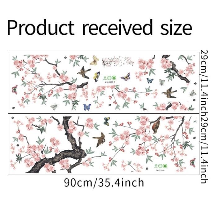 Sticker Chambre Enfant Rose Stickers Muraux Decalmile Fleurs Cerisier Rose - Déco Murale Branche Arbre Oiseaux - Enfant Salon Stickers Muraux Chambre Adulte