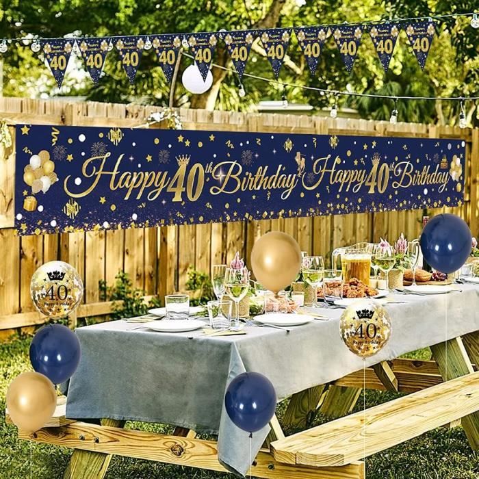 Décoration Anniversaire 40 Ans - Kit Complet Vert Sauge Et Or : Ballon Chiffre 32", Guirlande, Bannière, écharpe, Ballons Confettis
