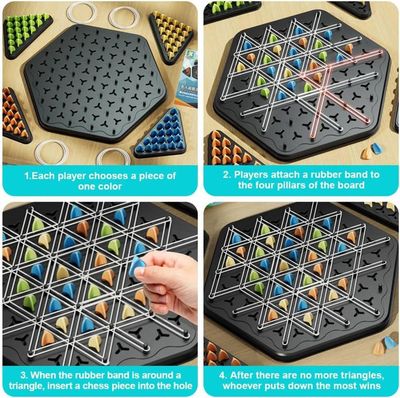 Jeu De Triangle En Chaîne – Stratégie Géométrique 2 à 4 Joueurs, ABS/PP, élastiques, Sac De Rangement, Dès 3 Ans