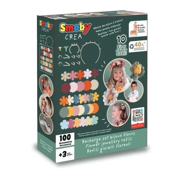 Smoby Créa – Recharge Bijoux Fleurs – 50 Pétales, 20 Pédoncules, 20 Pistils – Dès 3 Ans – Fabrication Française