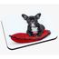 Tapis De Souris Petit Chien Bouledogue Noir Et Blanc Français Sur Coussin Rouge Et Noir Mignon Animaux