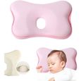 Tête plate déformation bébé oreiller Anti-déformation bébé oreiller bébé tête plate coussin bébé coussin 26*23*3 cm rose-0