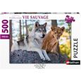 Puzzle Le Lion Et Loup 500 Pieces - Nathan - Puzzle Animaux Sauvages-0