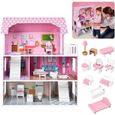 YUENFONG Maison de poupée en Bois avec Mobilier et Accessoires, Maison Barbie 70 cm de haut pour les enfants à partir de 3 ans-0