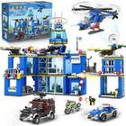 HOGOKIDS City Police Coffret Construction 1260 Pièces avec Hélicoptère, Moto, Voiture - Jouet STEM et Cadeau Enfants 8+ Ans