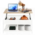 BELFOYER MIPAN.Table Basse Blanche Plateau Relevable- 90x62x48cm - Rectangulaire Table Basse - Table Basse Blanc - Pour Salon, Bureau