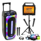 IBIZA SOUND Pack Enceinte Sono Karaoké 1000w portable Mooving MAGIC-SOUND1000 - Enceinte Ecran avec pied - 4 micros sans fil - 3 lights