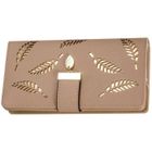 RMEGA Portefeuille Femme, en Cuir et Feuilles d'or, Porte-monnaie, Carte, Chéquier, Phone, Documents, Maquillage (Abricot)