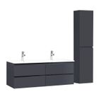 MOB-IN Meuble de Salle de Bain Double Vasque 120 cm + Colonne gris anthracite SORRENTO Gris Anthracite