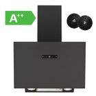 FIREGAS Hottes Aspirantes 60cm, Hotte de Cuisine Inclinée, 578m³/h Puissance d'aspiration élevée, Avec levier d'air, verre dépoli