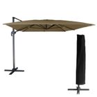 Parasol déporté MOLOKAI rectangulaire 3x4m taupe - HAPPY GARDEN - Métal - Mât excentré - Marron