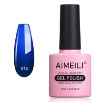 AIMEILI Soak Off UV LED Vernis à Ongles Gel Semi-Permanent Bleu Royal Paillette Shimmer Gel Polish - Midnight Swim (015) 10ml