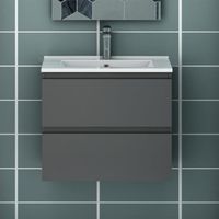 Meuble de salle de bain: Vasque+ meuble sous-vasque sans poignées Anthracite 60cm