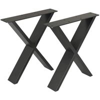 Set de 2 pieds de table Maribo forme X en acier 42 x 40 x 6 cm
