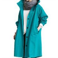 Femme À Manches Longues Veste Femmes Manteau Poche Mi-Long Trench-Coat Printemps Automne Manteau Bleu