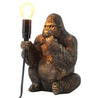 Lampe de table Gorille Singe Figurine décorative, Résine effet bronze, Luminaire décoratif élégant et original pour salon, chambre