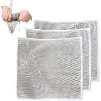 Lot De 12 Chiffons Vaisselle Double Couche Anti-rayures - Maille Métallique Argentée 20x20 Cm, Pour Casseroles, éviers, Surfaces Délicates