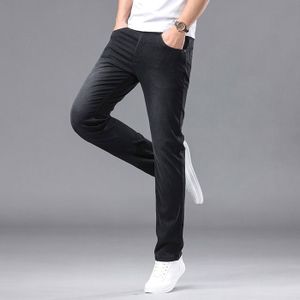 JEANS Jean Homme Coupe droite Taille standard avec 5 poches Effect blanchi Couleur unie Casual-Noir