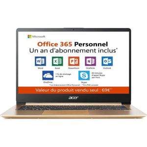 Vente PC Portable PC Ultrabook - ACER Swift 1 SF114-32-P54K - 14" FHD - Pentium N5000 - RAM 4Go - Stockage 64Go - Windows 10 S + Office 365 - Bronze pas cher Vente PC Portable PC Ultrabook - ACER Swift 1 SF114-32-P54K - 14" FHD - Pentium N5000 - RAM 4Go - Stockage 64Go - Windows 10 S + Office 365 - Bronze pas cher