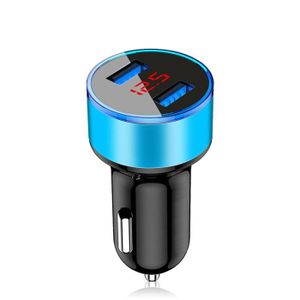 CHARGEUR TÉLÉPHONE Bleu--Chargeur USB de voiture 4,8 A avec affichage